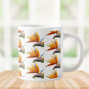 Oranje Paradijsvogel Plant Patroon op wit Grote Koffiekop