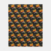 Oranje Paradijsvogel Plant Patroon op zwart Fleece Deken (Voorkant)