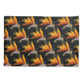 Oranje Paradijsvogel Plant Patroon op zwart Kussensloop (Achterkant-Links)