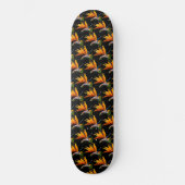 Oranje Paradijsvogel Plant Patroon op zwart Persoonlijk Skateboard (Voorkant)