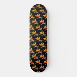 Oranje Paradijsvogel Plant Patroon op zwart Persoonlijk Skateboard