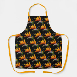 Oranje Paradijsvogel Plant Patroon op zwart Schort