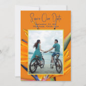 Oranje paradijsvogel Save The Date Aankondiging (Voorkant)