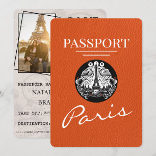 Oranje Parijse paspoort Bewaar de datum Save The Date