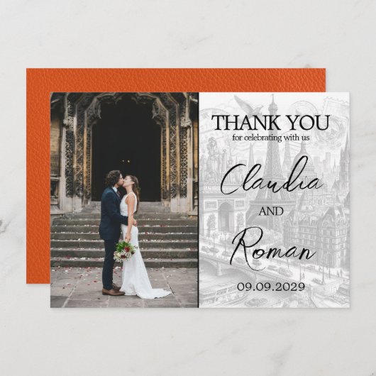 Oranje Parijspaspoort Bedankkaart (Voorkant / Achterkant)