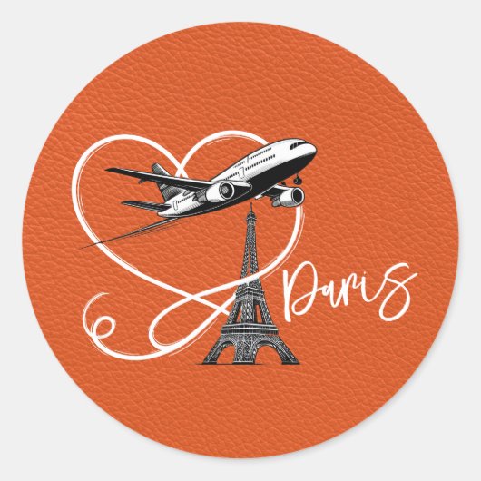 Oranje Parijspaspoort Ronde Sticker (Voorkant)