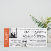 Oranje Paris bruiloft instapkaart (Staand voorkant)