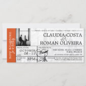 Oranje Paris bruiloft instapkaart (Voorkant)