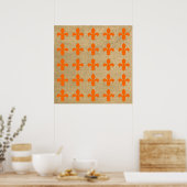 Oranje Parisian Moods Fleur de Lys Pattern Poster (Keuken)
