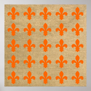 Oranje Parisian Moods Fleur de Lys Pattern Poster