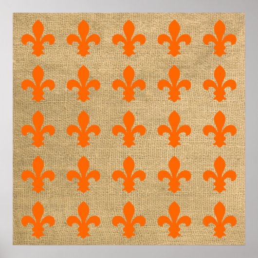 Oranje Parisian Moods Fleur de Lys Pattern Poster (Voorkant)