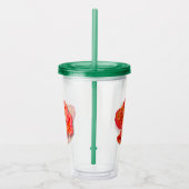 Oranje Parrot Tulip Digital Art ontvlammen Acryl Drinkbeker (Rechts)