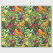 Oranje parrots in het Tropische Bloem van het Oerw Cadeaupapier (Vlak)