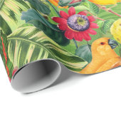 Oranje parrots in het Tropische Bloem van het Oerw Cadeaupapier (Rol Hoek)