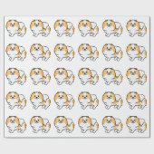 Oranje parti-Color Pomeranian Cartoon Dog Pattern Cadeaupapier (Vlak)