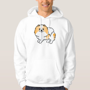 Oranje Parti-Kleur Pomeranian Lieve Cartoon Hond Hoodie