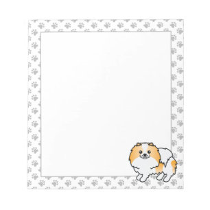 Oranje Parti-Kleur Pomeranian Lieve Cartoon Hond Notitieblok