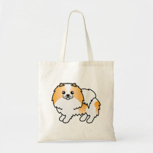 Oranje Parti-Kleur Pomeranian Lieve Cartoon Hond Tote Bag