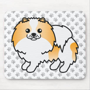 Oranje Parti-Kleur Pomeranian Lieve Hond & Pootjes Muismat