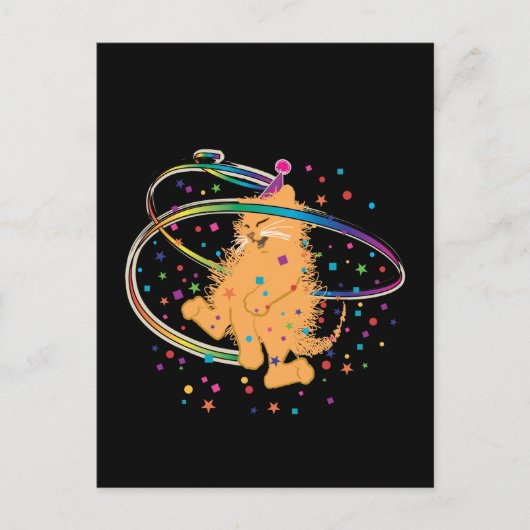 Oranje-party Cat Rocking Briefkaart (Voorkant)