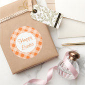 Oranje Pasen Gingham Stickers (Geschenken)