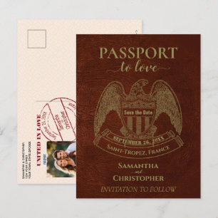 Oranje Paspoort Lief Strak Trouw Save the Date Aankondigingskaart