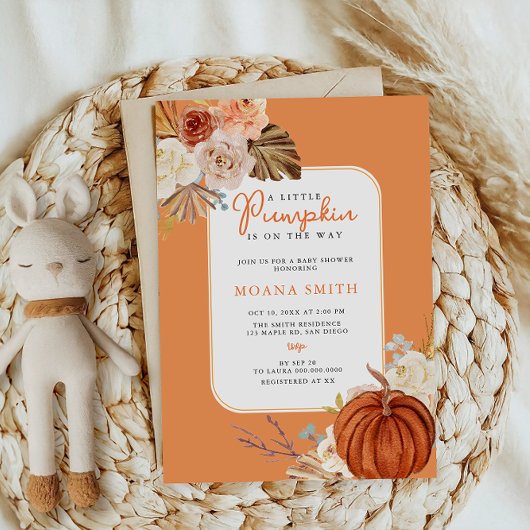 Oranje Pastel Boho Pompoen Herfst Baby shower