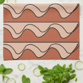 Oranje pastel zwart golvende strepen patroon theedoek (Gevouwen)