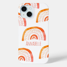 Oranje pastelregenboogpatroon, aangepast aan de be iPhone 15 case