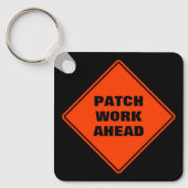 Oranje patch work ahead road sign gepersonaliseerd sleutelhanger (Voorkant)