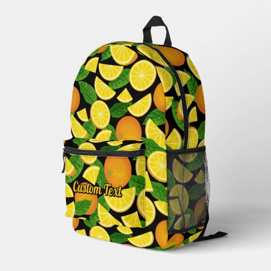 Oranje patroon bedrukte rugzak (Achterkant Hoek Rechts)