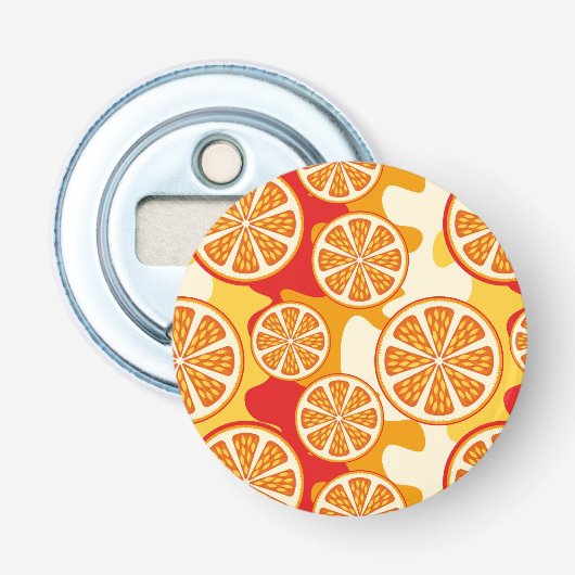Oranje patroon button flesopener (Voorkant)