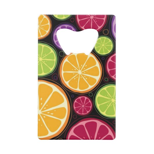 Oranje patroon en achtergrond creditkaart flessenopener (Achterkant)