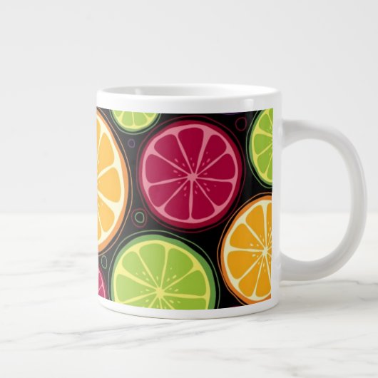 Oranje patroon en achtergrond grote koffiekop (Rechts)