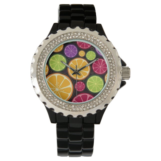 Oranje patroon en achtergrond horloge (Voorkant)