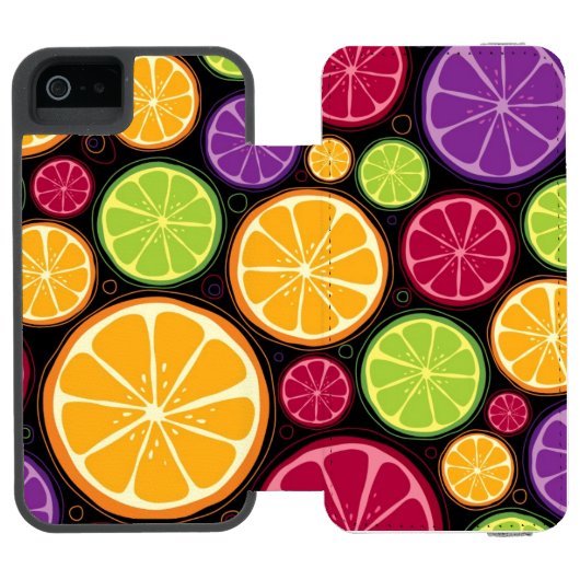 Oranje patroon en achtergrond incipio iPhone portemonnee hoesje (Agenda Open)