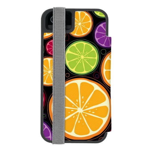 Oranje patroon en achtergrond incipio iPhone portemonnee hoesje (Agenda Achterkant)