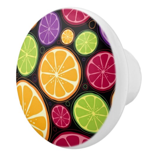 Oranje patroon en achtergrond keramische knop (Rechts)