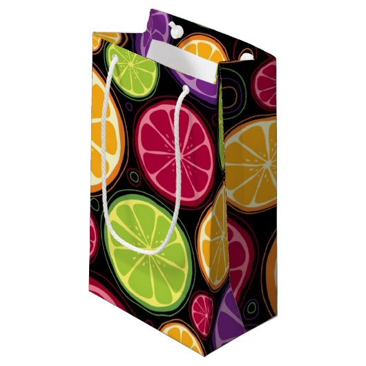 Oranje patroon en achtergrond klein cadeauzakje (Voorkant Gekanteld)