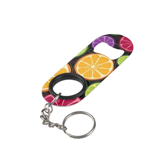 Oranje patroon en achtergrond mini flessenopener (Achterkant Gekanteld)