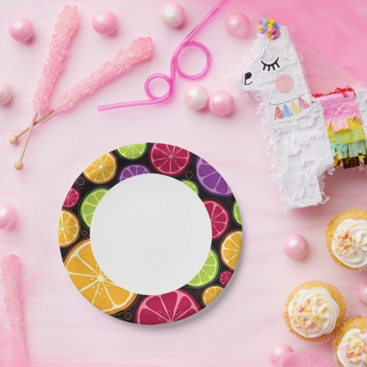 Oranje patroon en achtergrond papieren bordje (Feest)