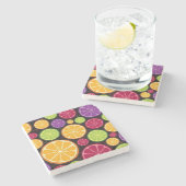 Oranje patroon en achtergrond stenen onderzetter (Zijkant)