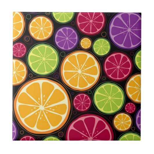 Oranje patroon en achtergrond tegeltje (Voorkant)