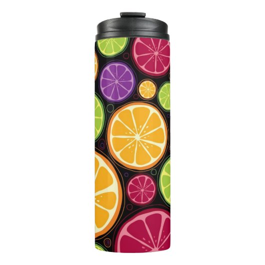 Oranje patroon en achtergrond thermosbeker (Voorkant)
