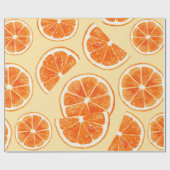 oranje patroon fruit, dieetvoeding, waterverf cadeaupapier (Vlak)