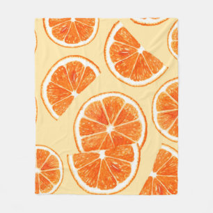 oranje patroon fruit, dieetvoeding, waterverf fleece deken