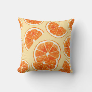 oranje patroon fruit, dieetvoeding, waterverf kussen