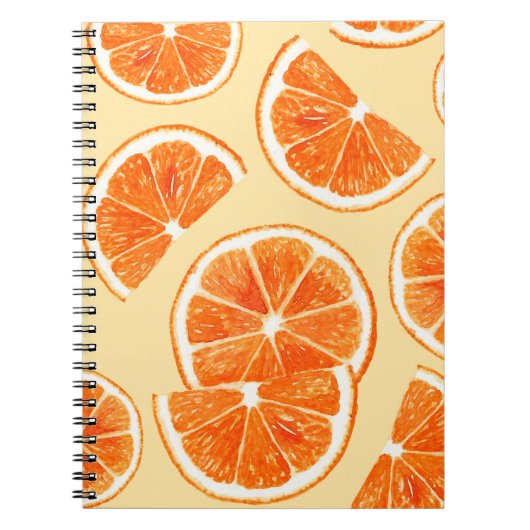 oranje patroon fruit, dieetvoeding, waterverf notitieboek (Voorkant)