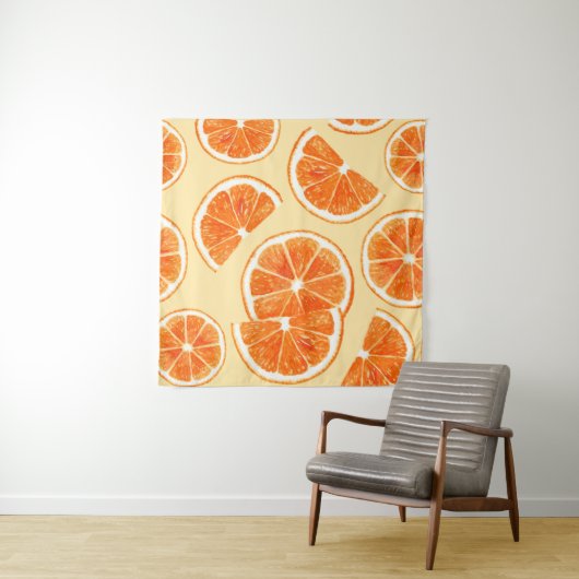 oranje patroon fruit, dieetvoeding, waterverf wandkleed (In situ)