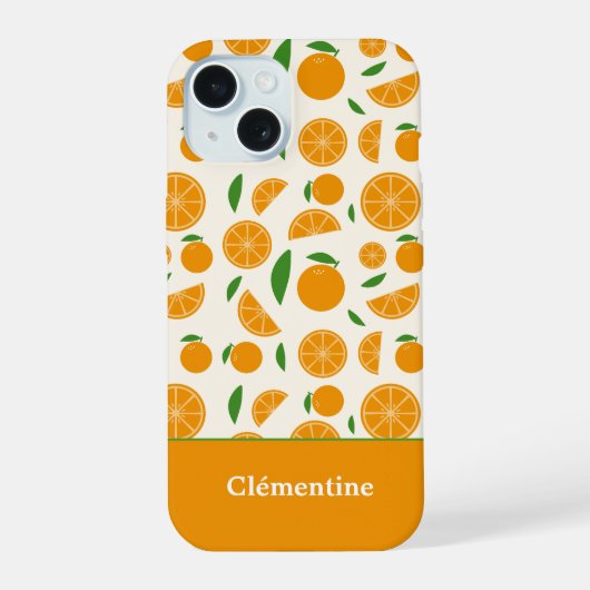 Oranje patroon iPhone 15 case (Achterkant)